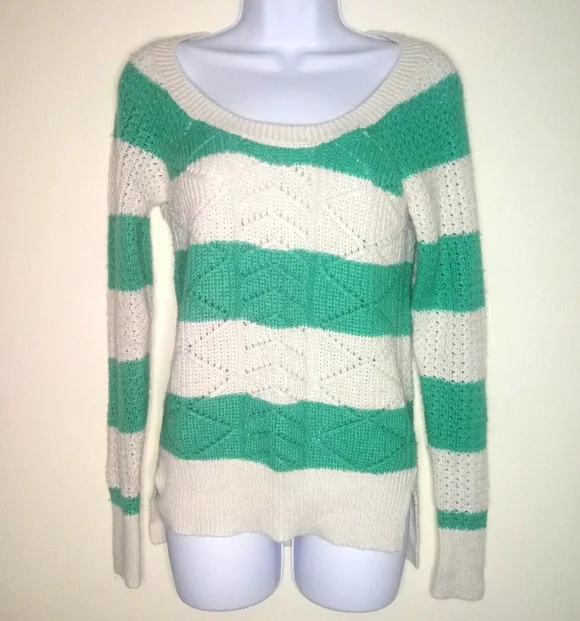 SO green and white striped knit sweater - Picture 9 of 14